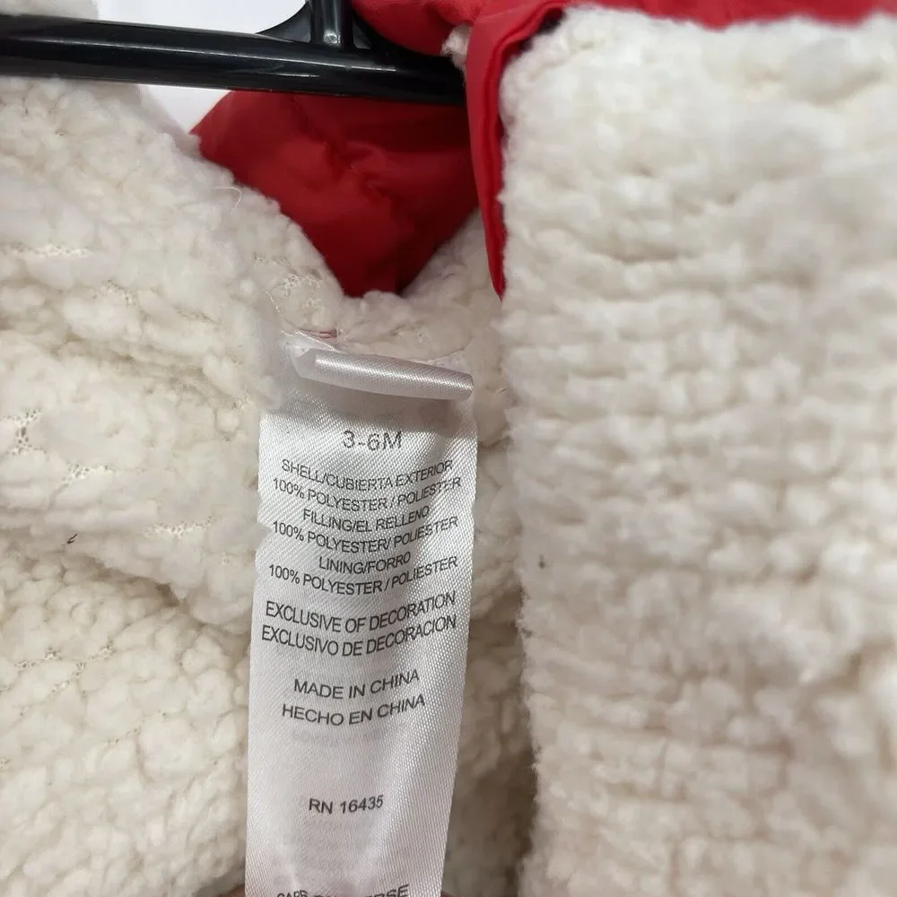 Disney Baby 3-6M Mickey Mouse Snowsuit Infant Red Puffer Sherpa Lined‎ Hooded